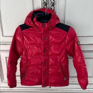 Ciesse Piumini Red Puffer Coat with Hood for Kids Duck Down Padding